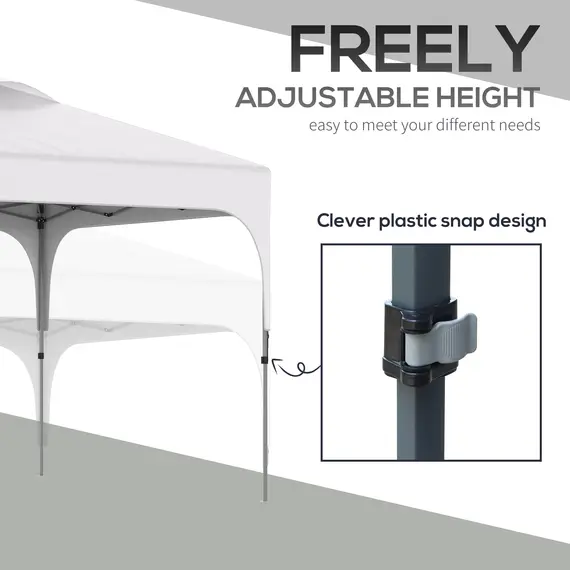 Buy 3 x 3(M) Pop Up Gazebo, UPF 50+ Foldable Canopy Tent with Wheeled Carrybag, 4 Leg Weight Bags, Height Adjustable Marquee Shelter 1 person easy setup for Outdoor Garden Patio Party, White, 6 image
