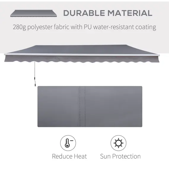 Buy 3 x 2.5m Manual Awning Canopy Sun Shade Shelter Retractable for Garden Grey, 4 image