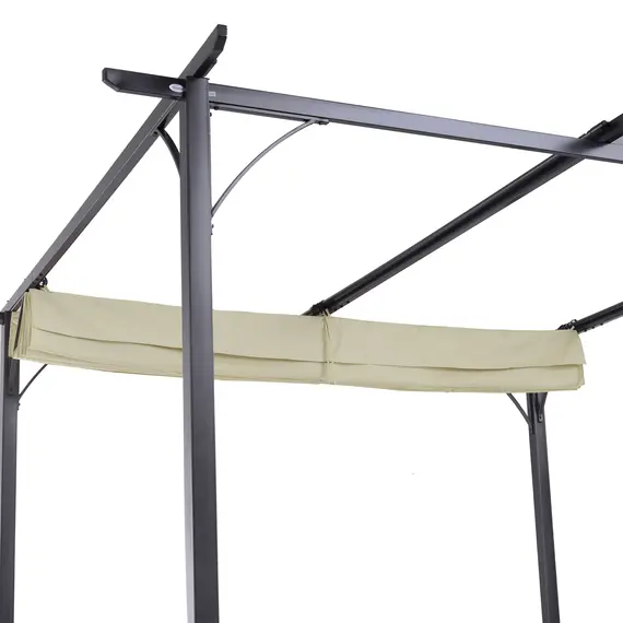 Buy 3 x 3(m) Metal Pergola with Retractable Roof, Garden Gazebo Metal Pergola Canopy. Outdoor Sun Shade Shelter for Party BBQ, Beige, 8 image