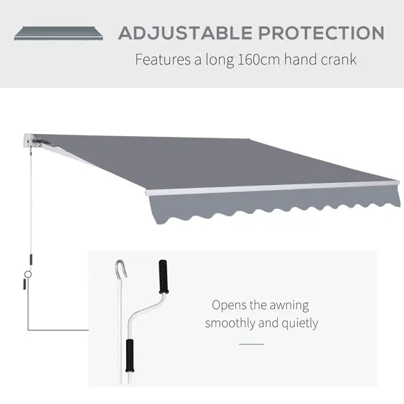 Buy 3 x 2.5m Manual Awning Canopy Sun Shade Shelter Retractable for Garden Grey, 7 image