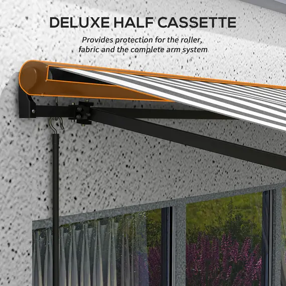 Buy 3 x 2m Aluminium Frame Electric Awning, with Remote - Grey/White, 7 image