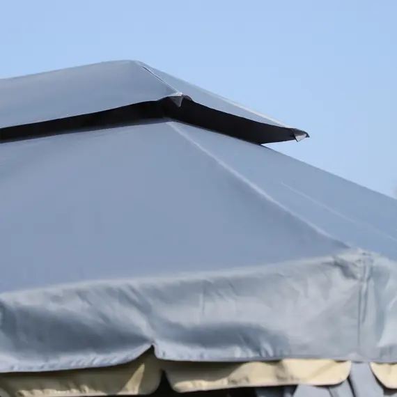 Buy 3 x 4m Aluminium Garden Gazebo, Marquee Canopy Shelter Pavilion Party Tent with Nets and Curtains for Garden and Deck, Grey, 9 image