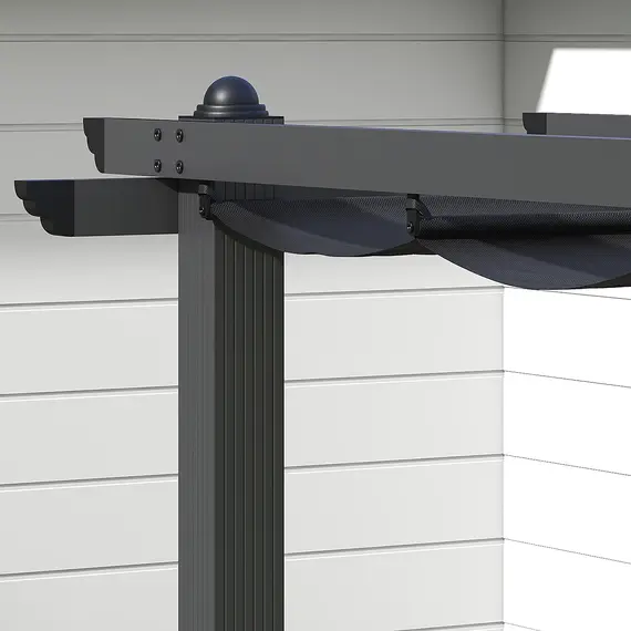 Buy 3 x 3m Aluminium Pergola, with Retractable Roof - Dark Grey, 8 image