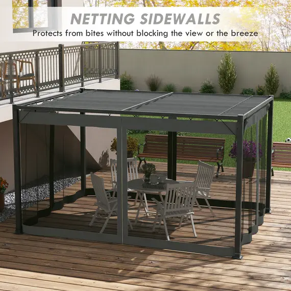 Buy 3 x 4m Aluminium Frame Pergola, with Retractable Roof - Dark Grey, 5 image