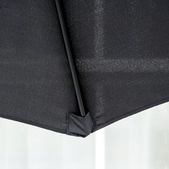 Buy 3(m) Tilting Parasol Garden Umbrellas, Outdoor Sun Shade with 8 Ribs, Tilt and Crank Handle for Balcony, Bench, Garden, Black, 9 image