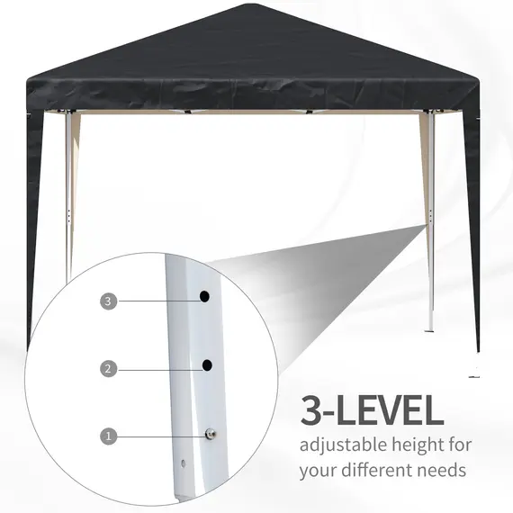 Buy 3 x 3M Garden Pop Up Gazebo Height Adjustable Marquee Party Tent Wedding Canopy with Carrying Bag, Black, 6 image