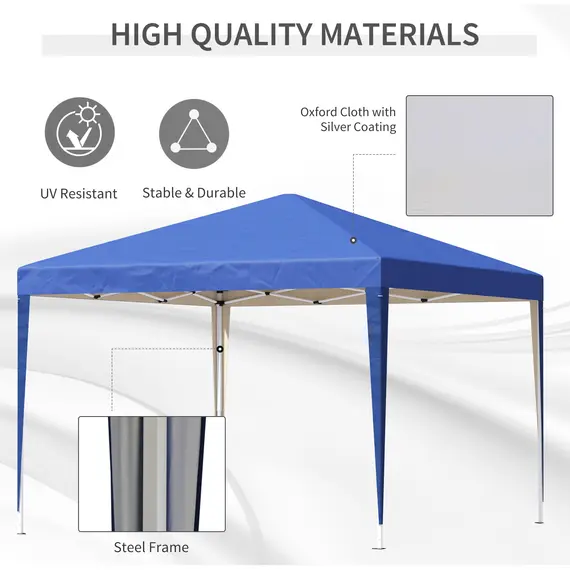 Buy 3 x 3M Garden Pop Up Gazebo Height Adjustable Marquee Party Tent Wedding Canopy with Carrying Bag, Blue, 4 image