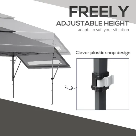 Buy 3 x 3m Height Adjustable Pop-Up Gazebo, with Accessories - Grey, 8 image