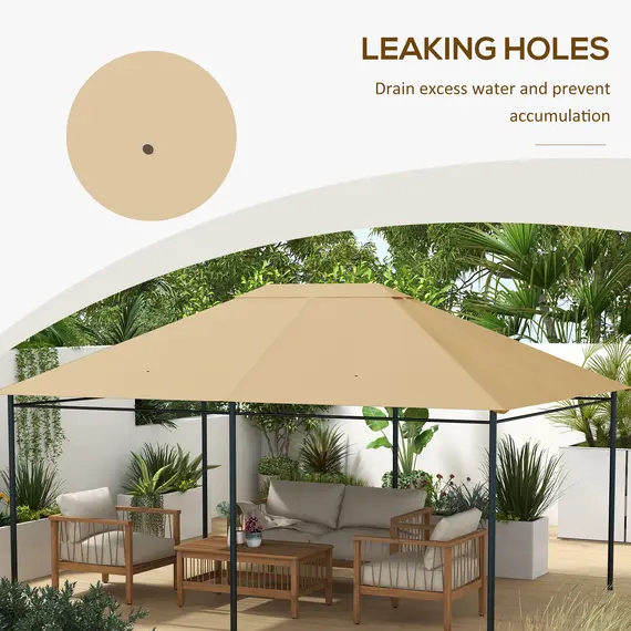 Buy 3 x 4m Gazebo Canopy Replacement Cover, Gazebo Roof Replacement (TOP COVER ONLY), Khaki, 7 image
