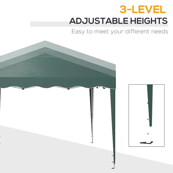 Buy 3 x 3cm Adjustable Height Pop-Up Gazebo, with Bag - Green, 4 image