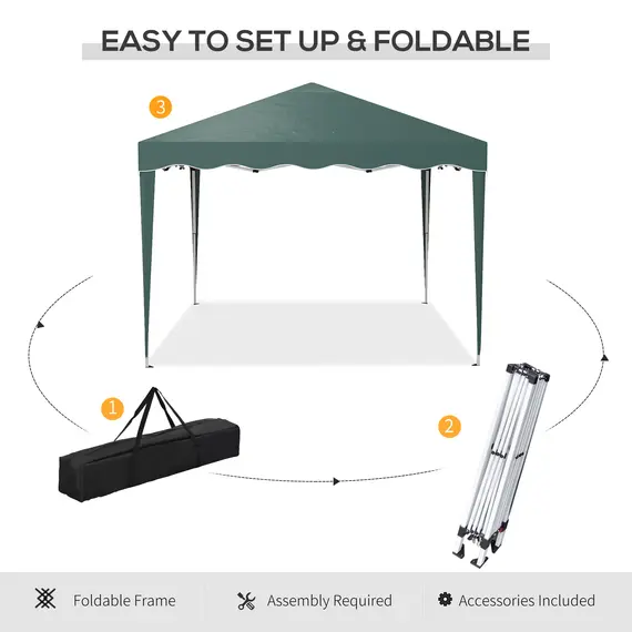 Buy 3 x 3cm Adjustable Height Pop-Up Gazebo, with Bag - Green, 5 image