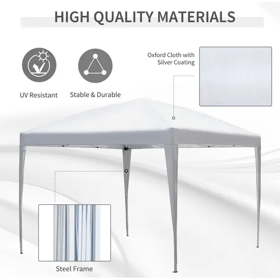 Buy 3 x 3M Garden Pop Up Gazebo Height Adjustable Marquee Party Tent Wedding Canopy with Carrying Bag, White, 4 image