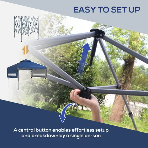 Buy 3 x 3m Height Adjustable Pop-Up Gazebo, with Accessories - Blue, 7 image