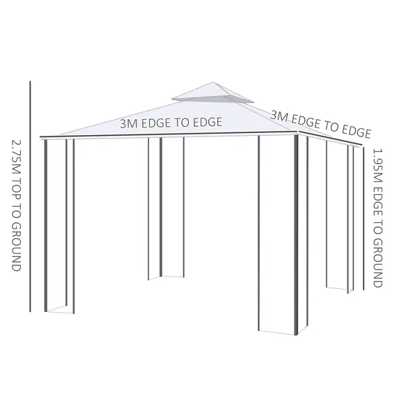 Buy 3(M)x3(M) Garden Gazebo Double Top Outdoor Canopy Patio Event Party Wedding Tent Backyard Sun Shade with Netting - Cream White, 3 image