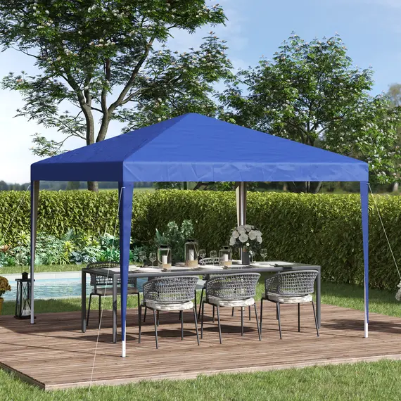 Buy 3 x 3M Garden Pop Up Gazebo Height Adjustable Marquee Party Tent Wedding Canopy with Carrying Bag, Blue, 2 image