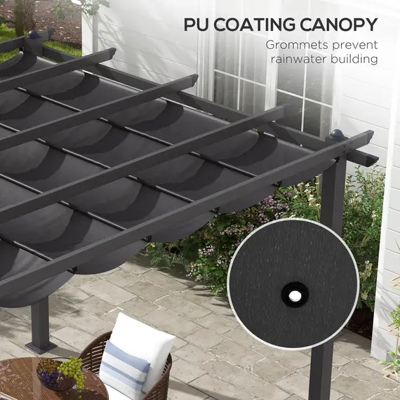 Buy 3 x 3m Aluminium Pergola, with Retractable Roof - Dark Grey, 5 image