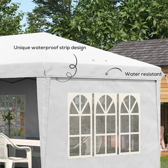 Buy 3 x 6m Pop Up Gazebo, Height Adjustable Marquee Party Tent with Sidewalls and Storage Bag, White, 6 image