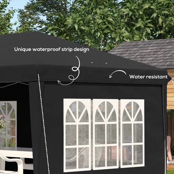 Buy 3 x 6m Pop-Up Gazebo, with Removable Walls - Black, 6 image