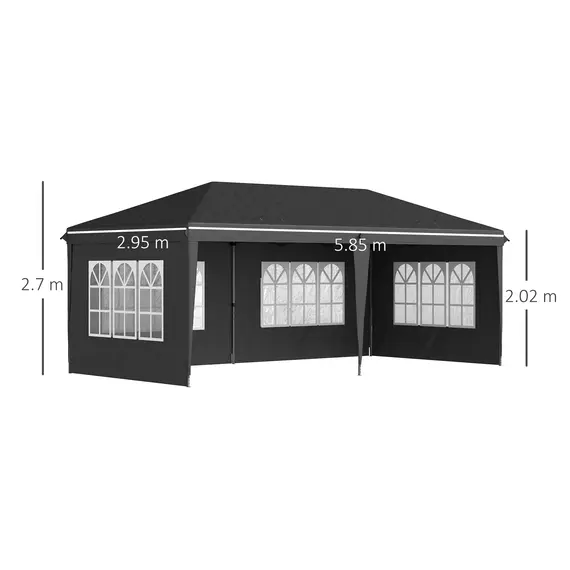 Buy 3 x 6m Pop-Up Gazebo, with Removable Walls - Black, 3 image