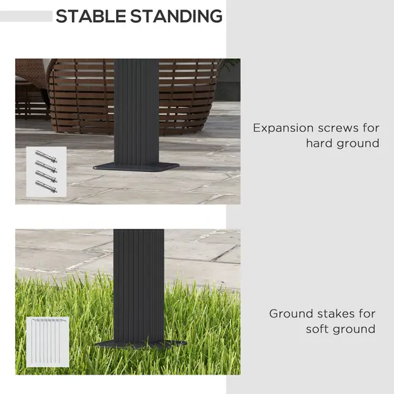 Buy 3 x 3m Aluminium Pergola, with Retractable Roof - Dark Grey, 6 image