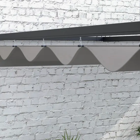 Buy 3 x 4m Lean To Steel Pergola, with Moving Fabric Canopy - Dark Grey, 9 image