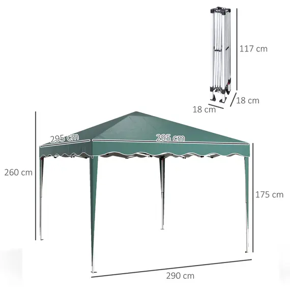 Buy 3 x 3cm Adjustable Height Pop-Up Gazebo, with Bag - Green, 3 image