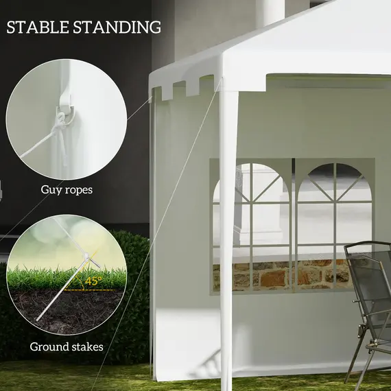 Buy 3 x 4 m Garden Gazebo Shelter Marquee Party Tent with 2 Sidewalls for Patio Yard Outdoor - White, 6 image