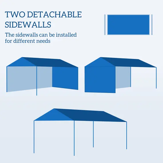 Buy 3 x 4 m Garden Gazebo Shelter Marquee Party Tent with 2 Sidewalls for Patio Yard Outdoor, Blue, 4 image
