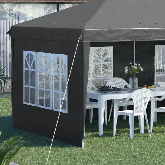 Buy 3 x 6m Pop-Up Gazebo, with Removable Walls - Grey, 9 image