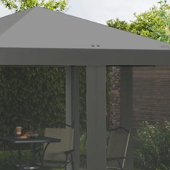 Buy 3 x 3 m Pop Up Gazebo, 420D Garden Tent Canopy with Removable Mesh Sidewall Netting, Carry Bag for Garden Patio Outdoor, Light Grey, 9 image