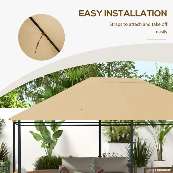 Buy 3 x 4m Gazebo Canopy Replacement Cover, Gazebo Roof Replacement (TOP COVER ONLY), Khaki, 6 image