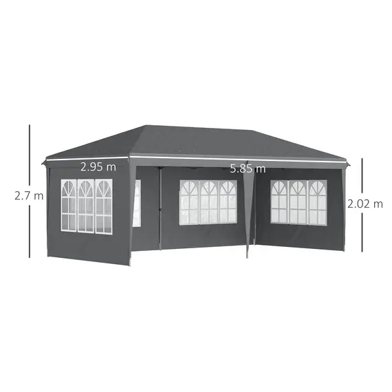 Buy 3 x 6m Pop-Up Gazebo, with Removable Walls - Grey, 3 image