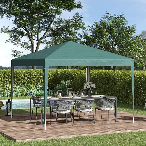 Buy 3 x 3M Garden Pop Up Gazebo Height Adjustable Marquee Party Tent Wedding Canopy with Carrying Bag, Green, 2 image
