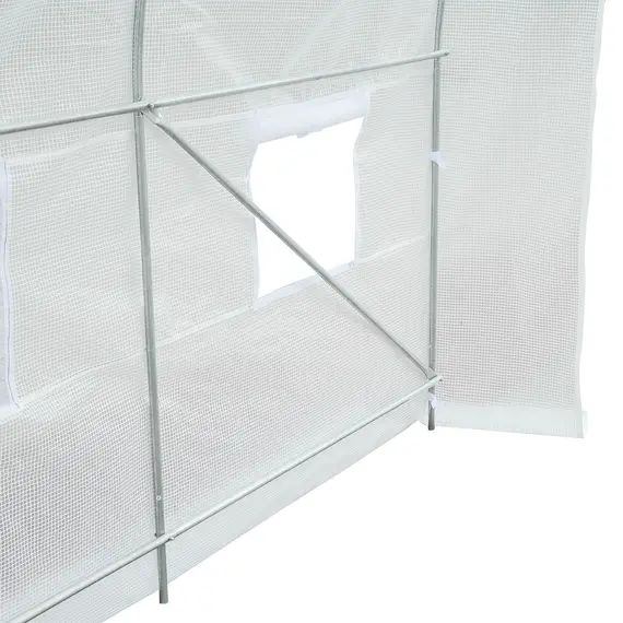 Buy 3.5 x 2 x 2 m Polytunnel Greenhouse, Walk-in Green House for Garden with Mesh Windows, Galvanised Steel Frame, White, 9 image