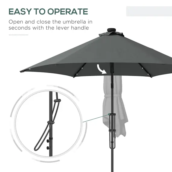 Buy 3(m) Solar LED Cantilever Parasol - Grey, 4 image