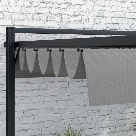 Buy 3 x 4m Retractable Pergola, Garden Gazebo Shelter with Aluminium Frame, for Grill, Patio, Deck, Dark Grey, 9 image