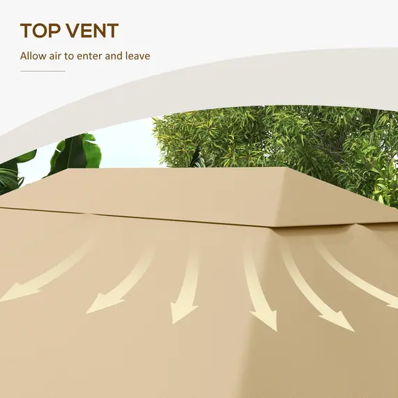 Buy 3 x 4m Gazebo Canopy Replacement Cover, Gazebo Roof Replacement (TOP COVER ONLY), Khaki, 5 image