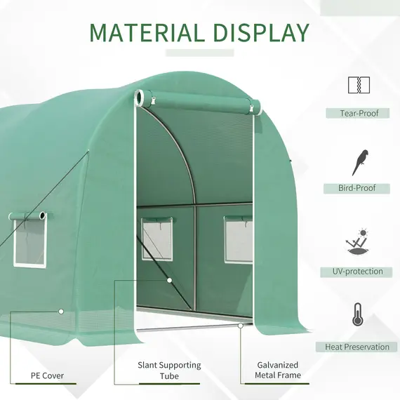 Buy 3L x 2W x 2H M Greenhouse  Walk-in Polytunnel Outdoor Garden Flower Vegetable Planter 25mm Diameter Galvanised Steel Frame w/ Zipped Door, 4 image