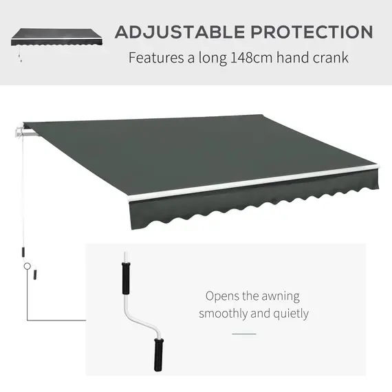 Buy 3.5M x 2.5M Manual Awning Canopy Retractable Sun Shade Shelter for Garden Patio, 6 image