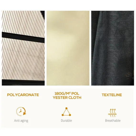 Buy 3.6 x 4m Hardtop Gazebo Canopy with Polycarbonate Roof and Aluminium Frame, Garden Pavilion with Mosquito Netting and Curtains, 6 image