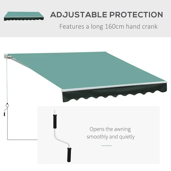Buy 3x2.5 m Sun Shade Canopy Garden Patio Manual Retractable Awning Canopy-Dark Green, 6 image