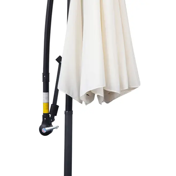 Buy 3m Banana Umbrella Parasol, Offset Cantilever Parasol Umbrella with Cross Base, Cream White, 8 image