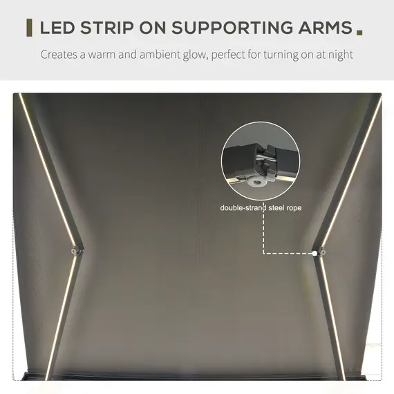 Buy 3.5x3m LED Light Full Cassette Case Electric/Manual Awning Door Window Sun Shade Patio Canopy Retractable w/ Remote Grey, 5 image