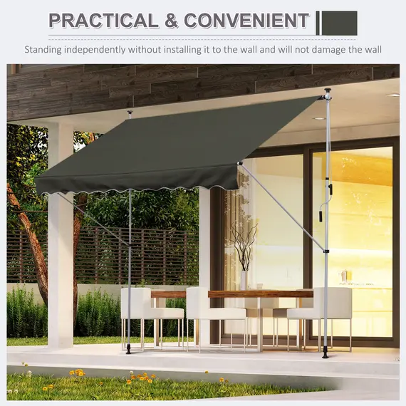 Buy 3x1.5m  Adjustable Outdoor Aluminium Frame Awning Grey, 8 image