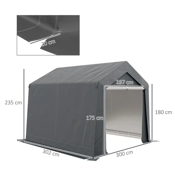 Buy 3.6 x 2.1m Portable Outdoor Shed, with Window - Dark Grey, 3 image