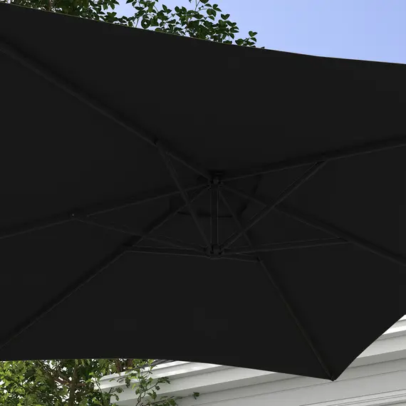 Buy 3m Cantilever Overhanging Parasol, with Cross Base - Black, 7 image