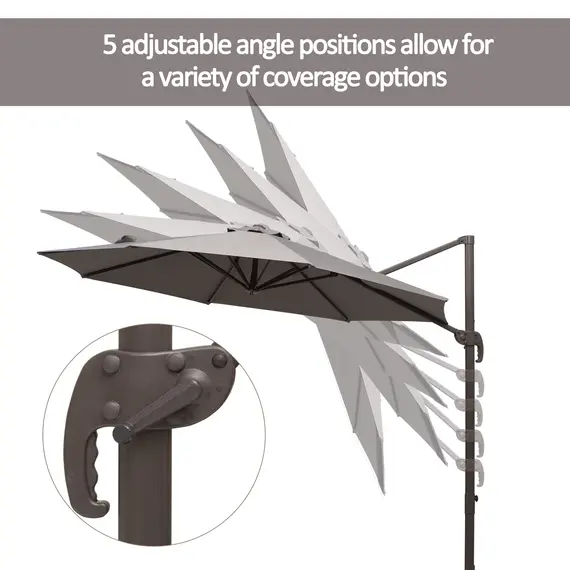 Buy 3m Cantilever Aluminium Frame Outdoor Garden Parasol Grey, 4 image