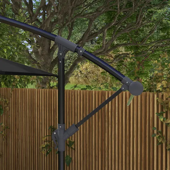 Buy 3m Cantilever Overhanging Parasol, with Cross Base - Black, 8 image