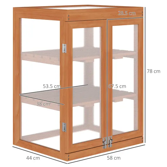 Buy 3-tier Wood Greenhouse Garden Polycarbonate Cold Frame Balcony Grow House w/ Storage Shelf for Plants, Flowers, Orange, 3 image