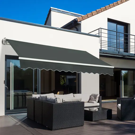 Buy 3.5M x 2.5M Manual Awning Canopy Retractable Sun Shade Shelter for Garden Patio, 2 image